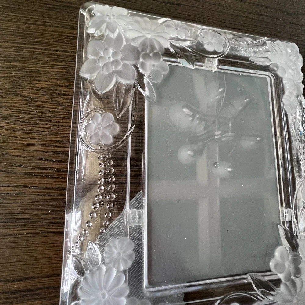 New Handcrafted Crystal Garden Flower Wedding Picture Frame 4.5 x 6.5 Made Japan